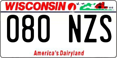WI license plate 080NZS