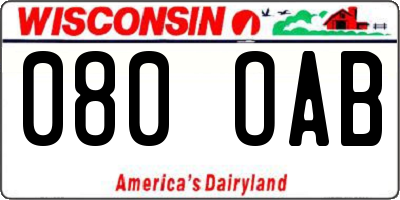 WI license plate 080OAB