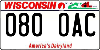 WI license plate 080OAC