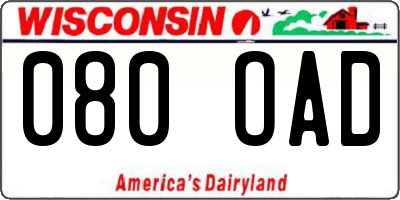 WI license plate 080OAD