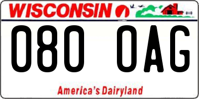 WI license plate 080OAG