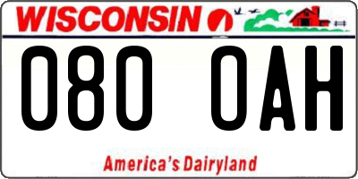 WI license plate 080OAH