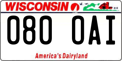 WI license plate 080OAI