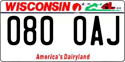 WI license plate 080OAJ