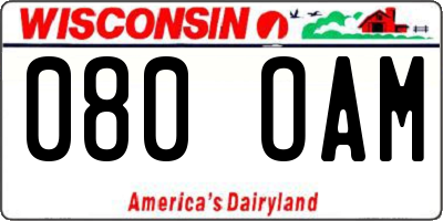 WI license plate 080OAM