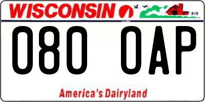 WI license plate 080OAP