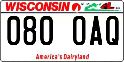 WI license plate 080OAQ