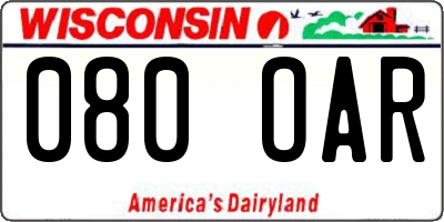 WI license plate 080OAR