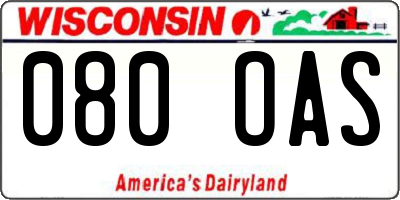 WI license plate 080OAS