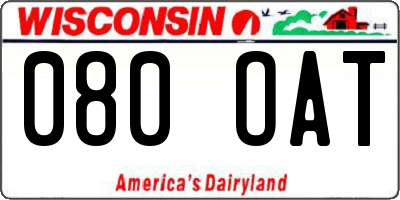 WI license plate 080OAT