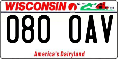 WI license plate 080OAV