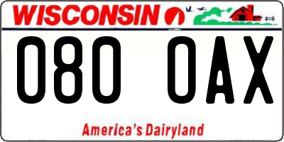 WI license plate 080OAX