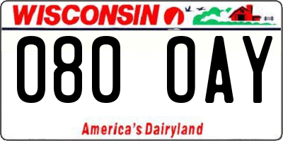 WI license plate 080OAY