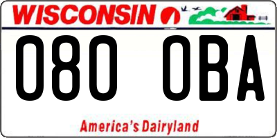 WI license plate 080OBA