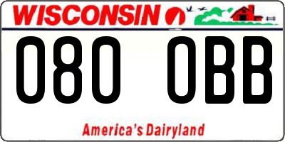 WI license plate 080OBB