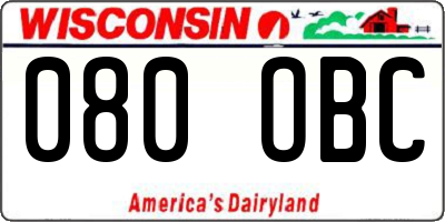WI license plate 080OBC