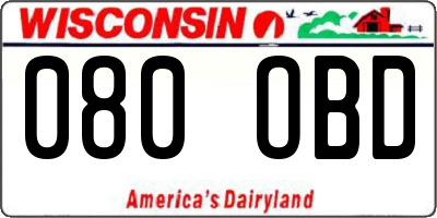 WI license plate 080OBD