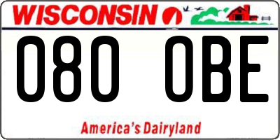 WI license plate 080OBE