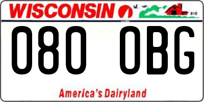 WI license plate 080OBG
