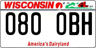 WI license plate 080OBH