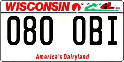 WI license plate 080OBI