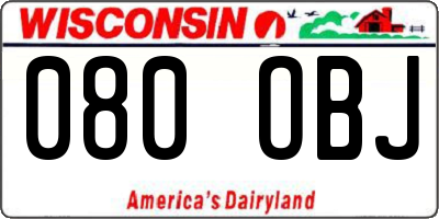 WI license plate 080OBJ
