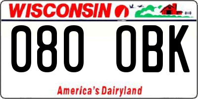 WI license plate 080OBK