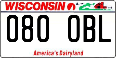 WI license plate 080OBL