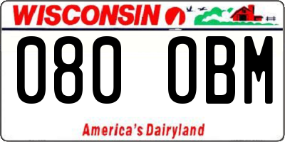 WI license plate 080OBM