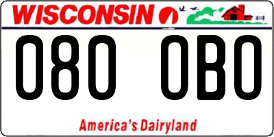 WI license plate 080OBO