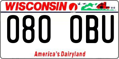 WI license plate 080OBU