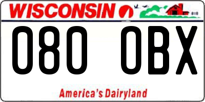 WI license plate 080OBX
