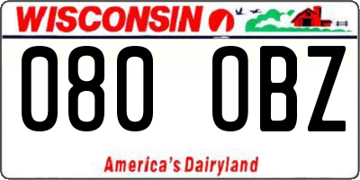 WI license plate 080OBZ