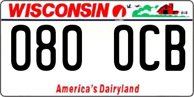 WI license plate 080OCB