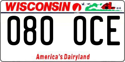 WI license plate 080OCE