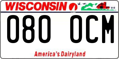 WI license plate 080OCM