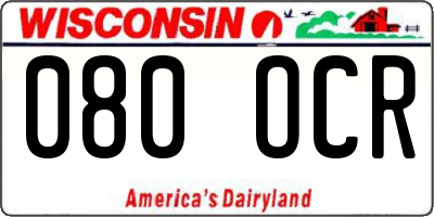 WI license plate 080OCR