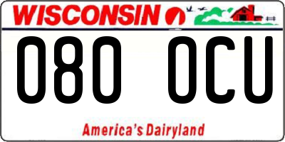 WI license plate 080OCU