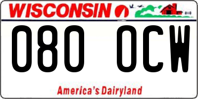 WI license plate 080OCW