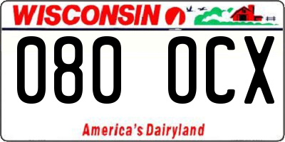 WI license plate 080OCX