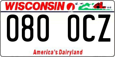 WI license plate 080OCZ