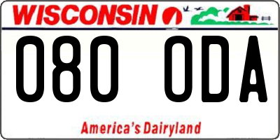 WI license plate 080ODA