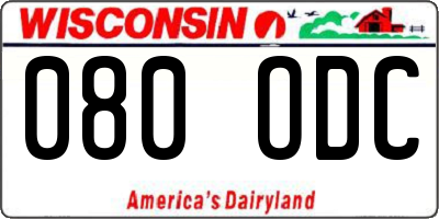 WI license plate 080ODC