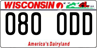WI license plate 080ODD