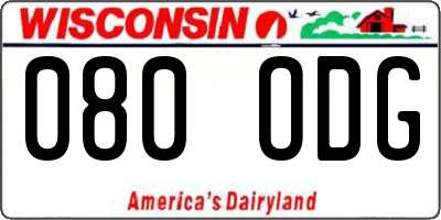 WI license plate 080ODG