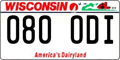 WI license plate 080ODI