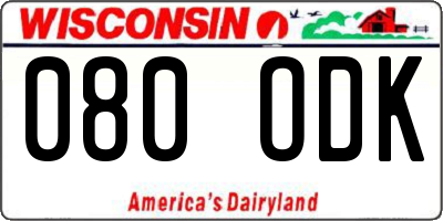WI license plate 080ODK