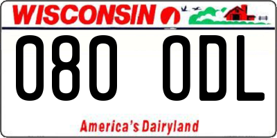 WI license plate 080ODL