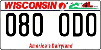 WI license plate 080ODO