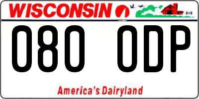 WI license plate 080ODP